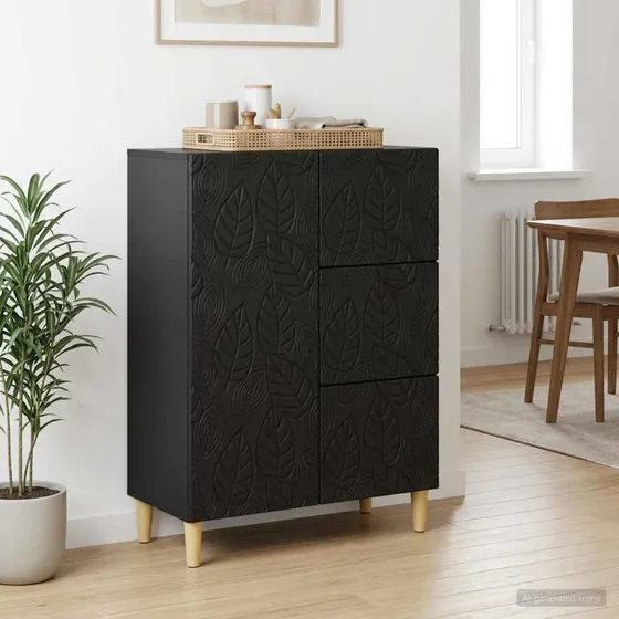 vidaXL Sideboard Sort 66 x 34,5 x 90 cm i konstrueret træ