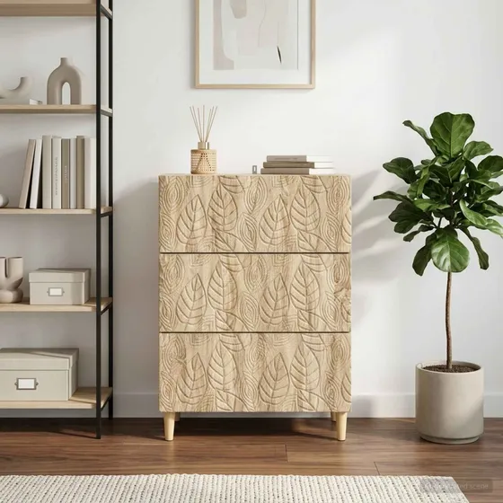 vidaXL Skuffeskab i Sonoma-eg, 66 x 34,5 x 90 cm