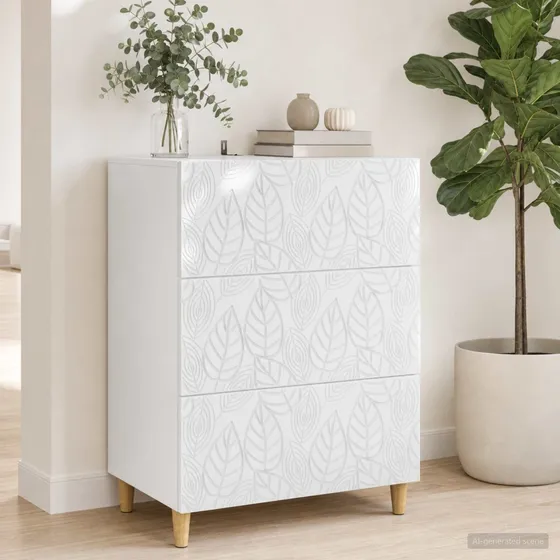 vidaXL Skuffeskab Hvid 66 x 34,5 x 90 cm i konstrueret træ