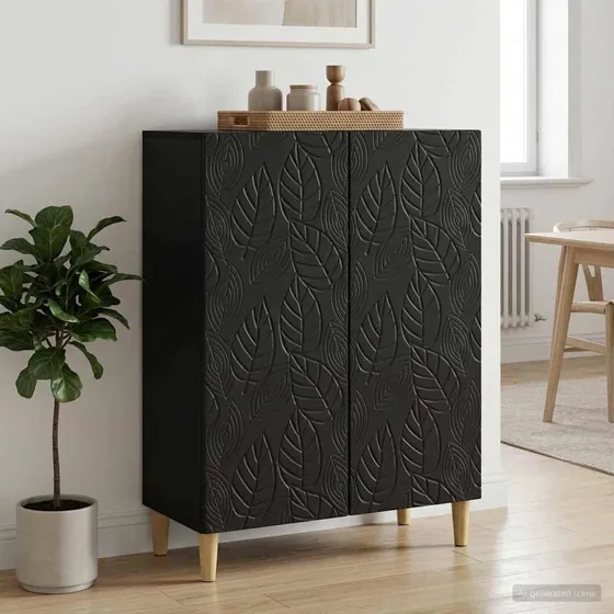 vidaXL Sideboard Sort 66 x 34,5 x 90 cm i konstrueret træ