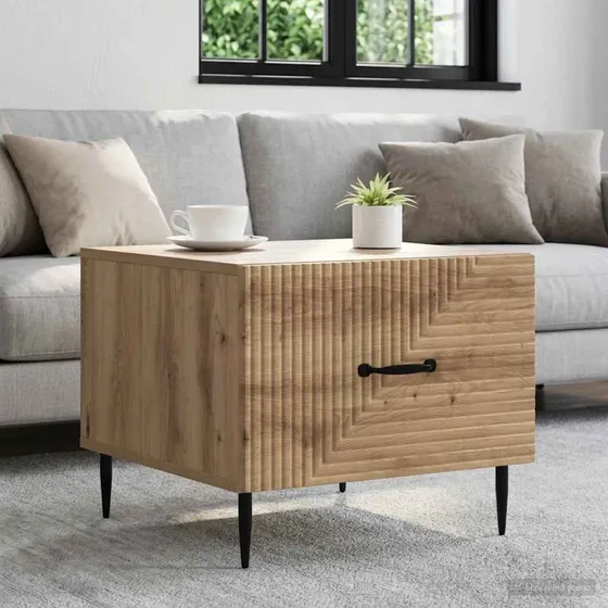 vidaXL Sofabord Artisan-eg 49 x 50 x 40 cm med skuffe