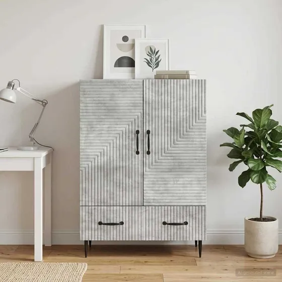 vidaXL Sideboard med skuffe, Betongrå, 66 x 34,5 x 95 cm