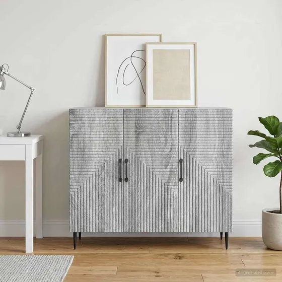 vidaXL Sideboard Grå Sonoma-eg, 89 x 34,5 x 80 cm