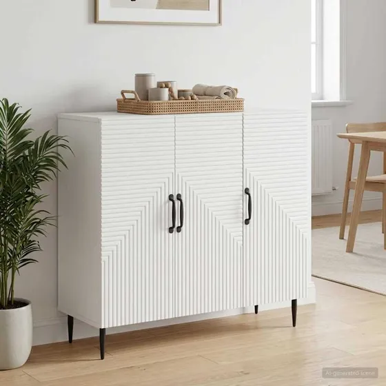 vidaXL Sideboard Hvid 89 x 34,5 x 80 cm i konstrueret træ