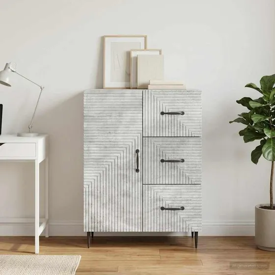 vidaXL Sideboard Betongrå 66 x 34,5 x 89,5 cm i Konstrueret Træ
