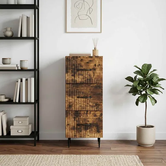 vidaXL Skuffeskab Røget Eg 33 x 34,5 x 89,5 cm