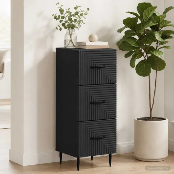 vidaXL Skuffeskab Sort 33 x 34,5 x 89,5 cm i konstrueret træ