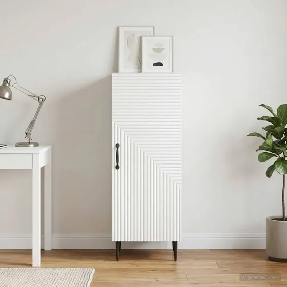 vidaXL Sideboard Hvid 33 x 34,5 x 89,5 cm - Konstrueret træ
