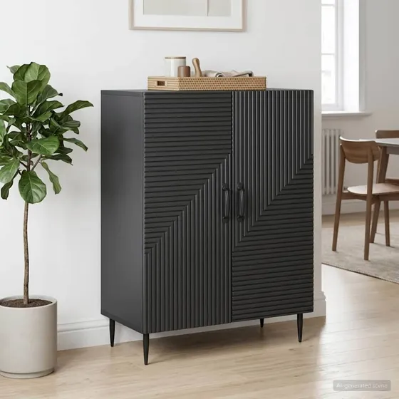 vidaXL Sideboard Sort 66 x 34,5 x 89,5 cm i konstrueret træ