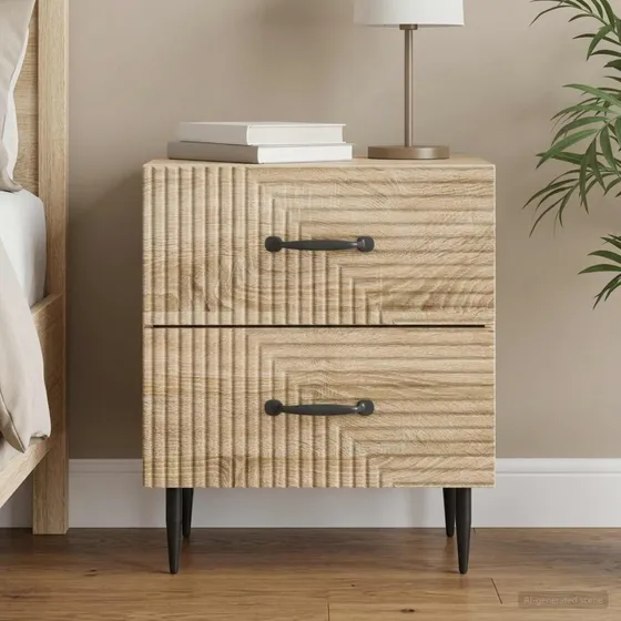 vidaXL Natskab Sonoma-eg 43 x 34,5 x 47,5 cm med 2 skuffer