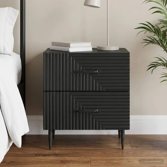 vidaXL Natskab Sort 43 x 34,5 x 47,5 cm med 2 skuffer