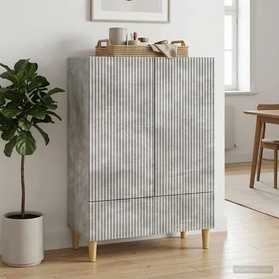 vidaXL Sideboard med skuffe, Betongrå, 66 x 34,5 x 95 cm