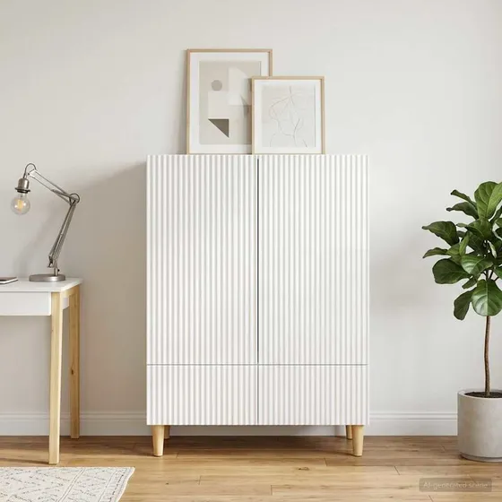 vidaXL Sideboard Hvid Højglans 66 x 34,5 x 95 cm