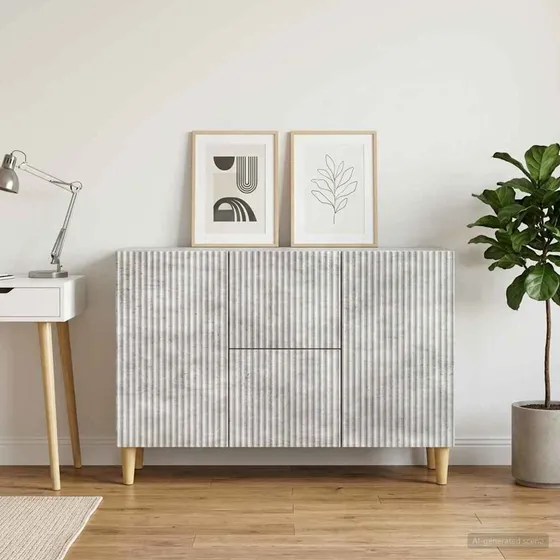 vidaXL Sideboard Betongrå 89 x 34,5 x 60 cm i konstrueret træ