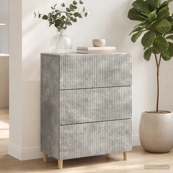 vidaXL Skuffeskab 66 x 34,5 x 90 cm i betongrå - Konstrueret træ