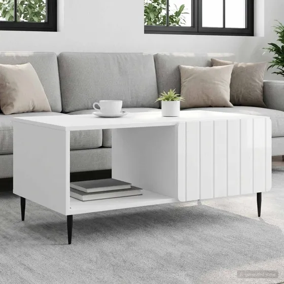 vidaXL Sofabord Hvid Højglans 90 x 50 x 40 cm