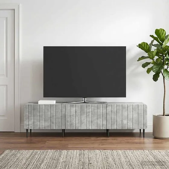 vidaXL TV-skab med 3 skuffer - Betongrå - 147 x 34,5 x 32 cm