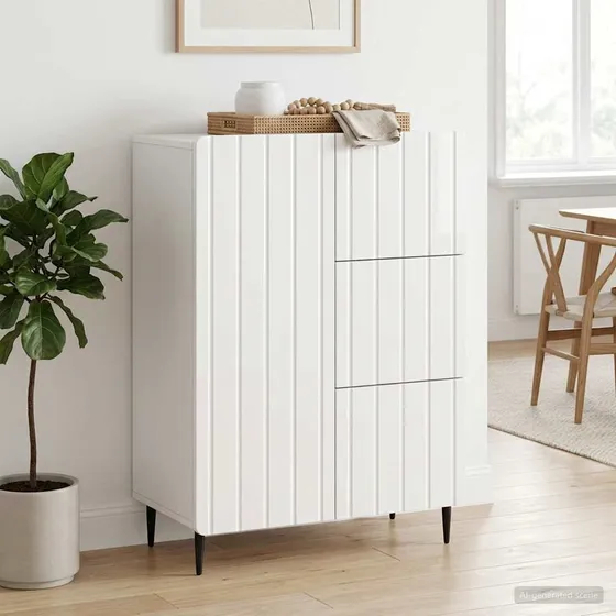 vidaXL Sideboard i hvid højglans, 66 x 34,5 x 91,5 cm