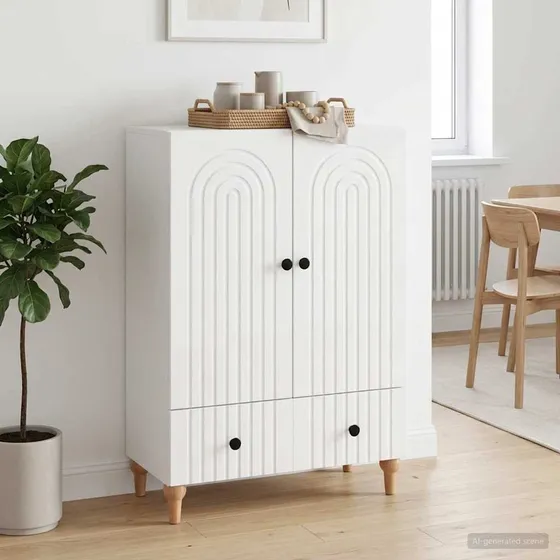 vidaXL Sideboard i hvid højglans - 66 x 34,5 x 95 cm