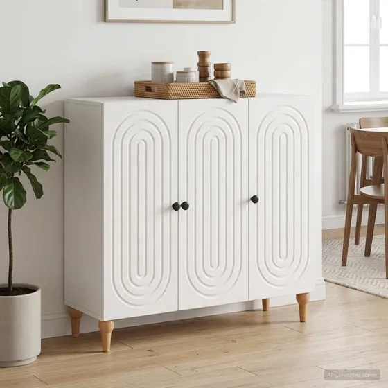 vidaXL Sideboard Hvid Højglans 89 x 80 cm - 3 døre