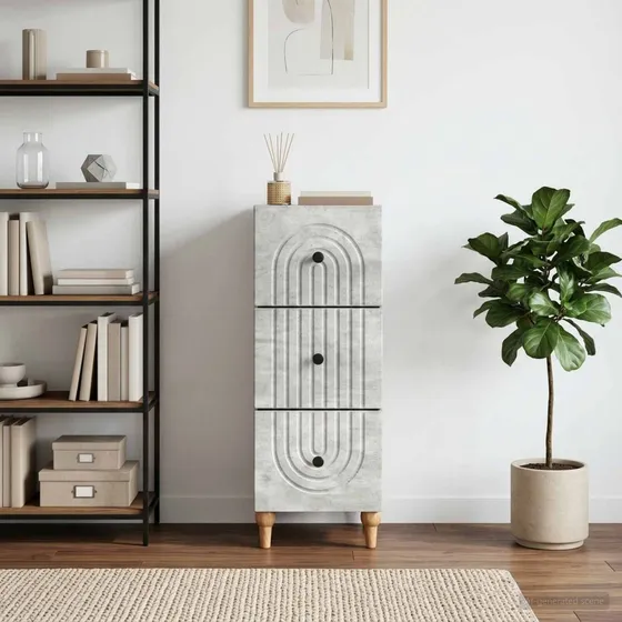 vidaXL Skuffeskab 33 x 34,5 x 90 cm Betongrå i Konstrueret Træ