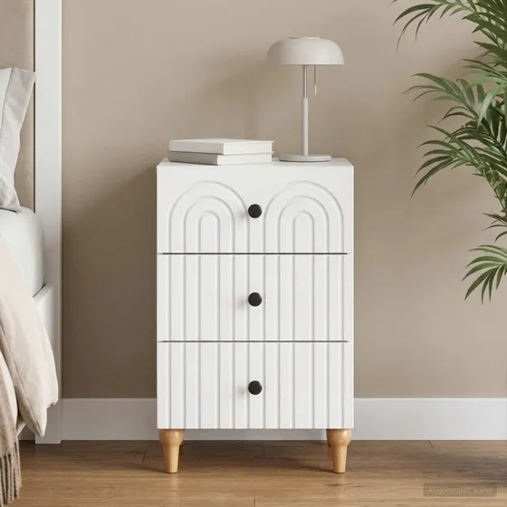 vidaXL Natskab med 3 skuffer, hvid, 43x41x66,5 cm