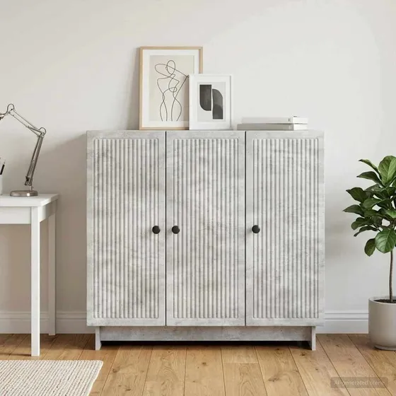 vidaXL Sideboard Betongrå 89 x 34,5 x 80 cm i konstrueret træ