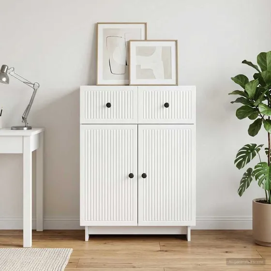 vidaXL Sideboard Hvid Højglans 66 x 34,5 x 90 cm