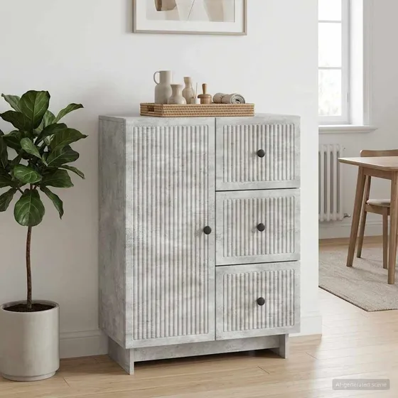 vidaXL Sideboard med skuffe, Betongrå, 66 x 34,5 x 90 cm