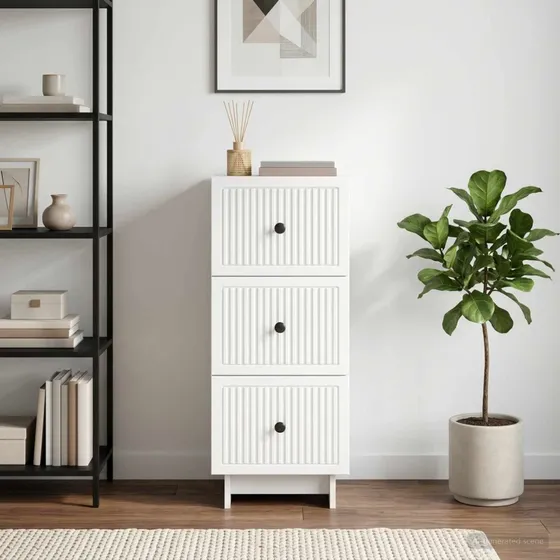 vidaXL Skuffeskab Hvid 33 x 34,5 x 90 cm i konstrueret træ