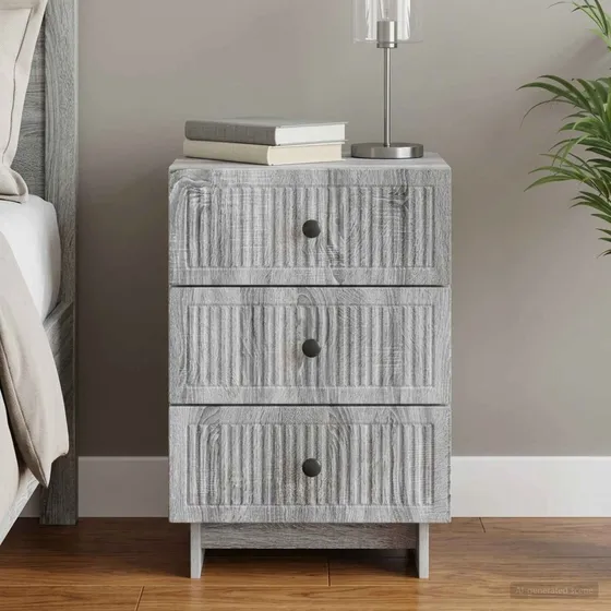 vidaXL Natskab Grå Sonoma-eg 43 x 41 x 66,5 cm med 3 skuffer