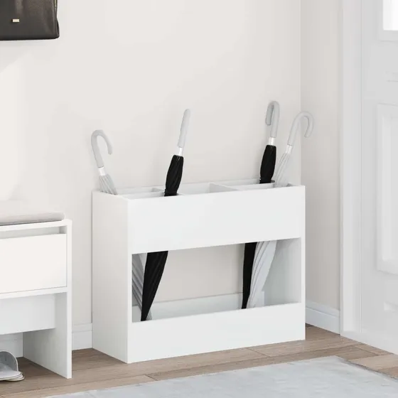 vidaXL Paraplystativ med opbevaring i hvidt træ, 65 x 24 x 50 cm