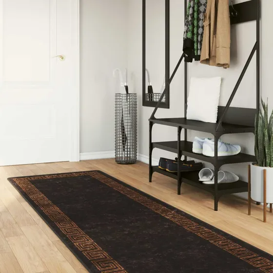 vidaXL Tæppe Runner MARSA Sort 80 x 450 cm
