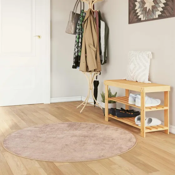 vidaXL MARSA Rundt Tæppe Sandfarvet 120 x 120 cm