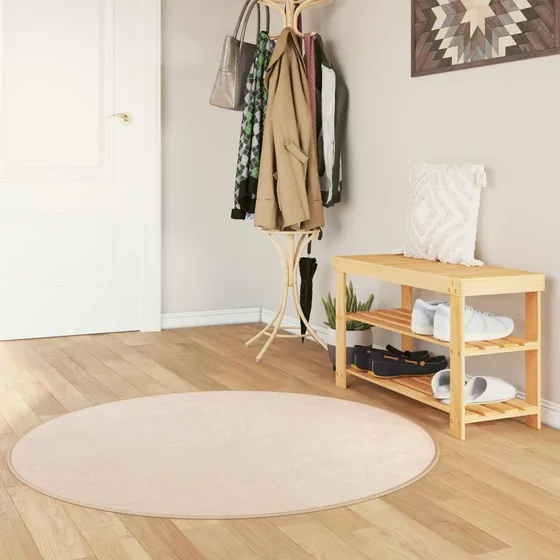 vidaXL MARSA Rundt tæppe Cremefarvet 120 x 120 cm