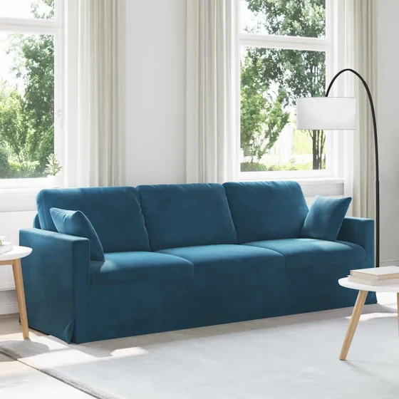 vidaXL Sofa Blå Fløjl 228 x 78 x 80 cm