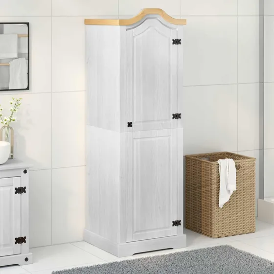 vidaXL Garderober i massivt fyrretræ, hvid - 55 x 52 x 170 cm