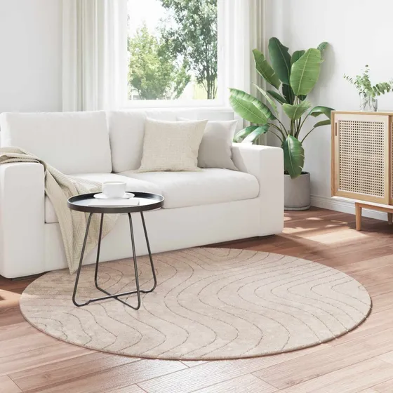 vidaXL PALMERAS Rundt tæppe, Beige, Ø 120 cm