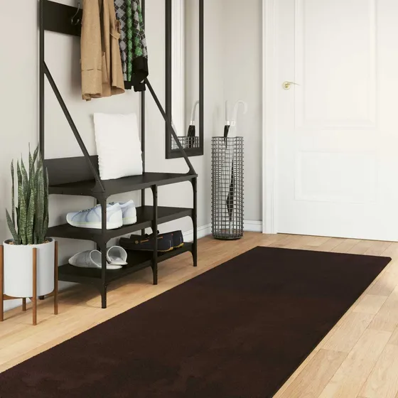 vidaXL HUARTE Tæppe Brun 80 x 400 cm - 100% Polyester