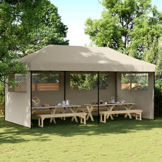 vidaXL Partytelt 292 x 580 x 315 cm - Gråbrun Oxfordstof