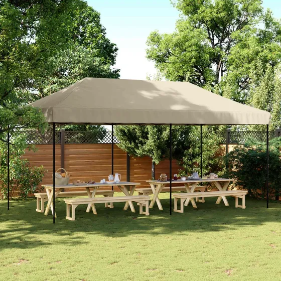 vidaXL Festtelt 292 x 580 x 315 cm Gråbrun Oxford-stof
