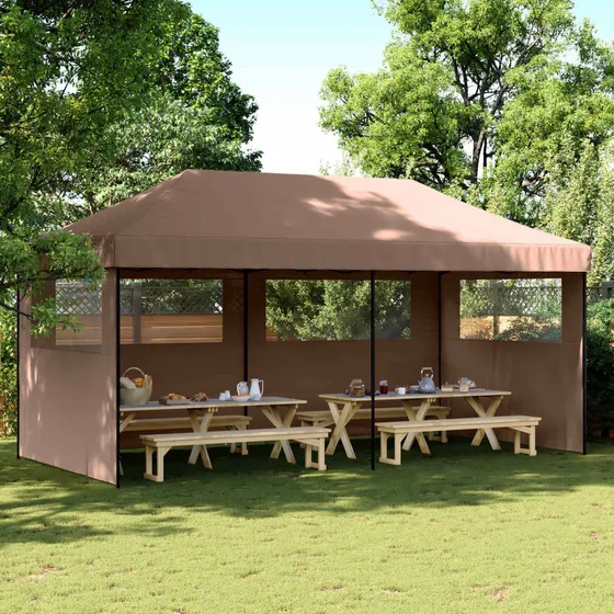 vidaXL Party Tent 292 x 580 x 315 cm Brun Oxford stof