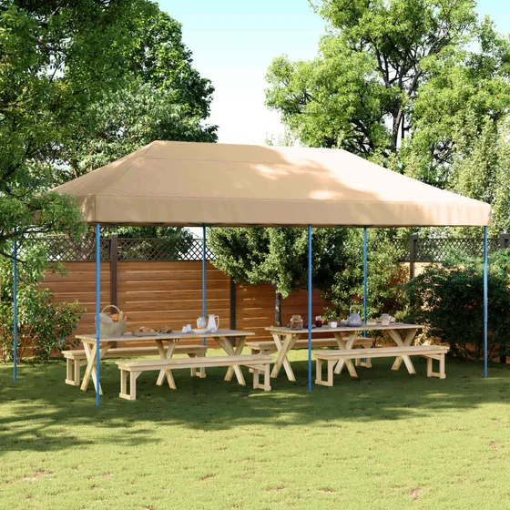 vidaXL Party Tent 292 x 580 x 315 cm Beige Oxford stof