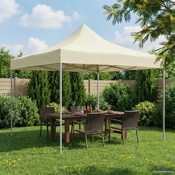 vidaXL Partytelt 291 x 291 x 315 cm - Cremefarvet Oxford stof