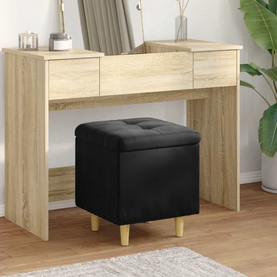 vidaXL Ottoman med Opbevaring, Sort Fløjl, 40 x 40 x 45 cm
