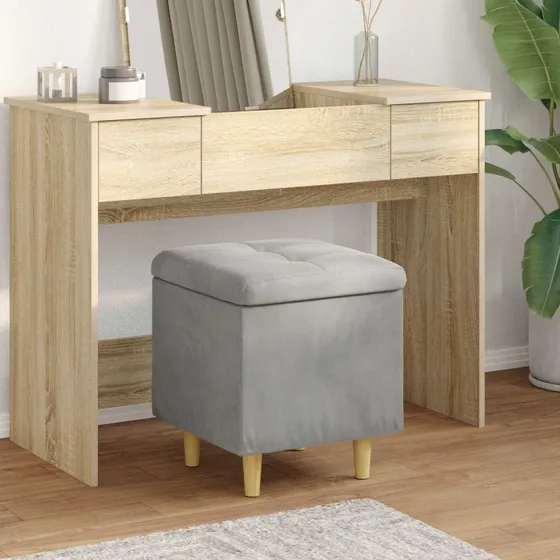 vidaXL Ottoman med Opbevaring - Lysegrå Fløjl - 40 x 40 x 45 cm