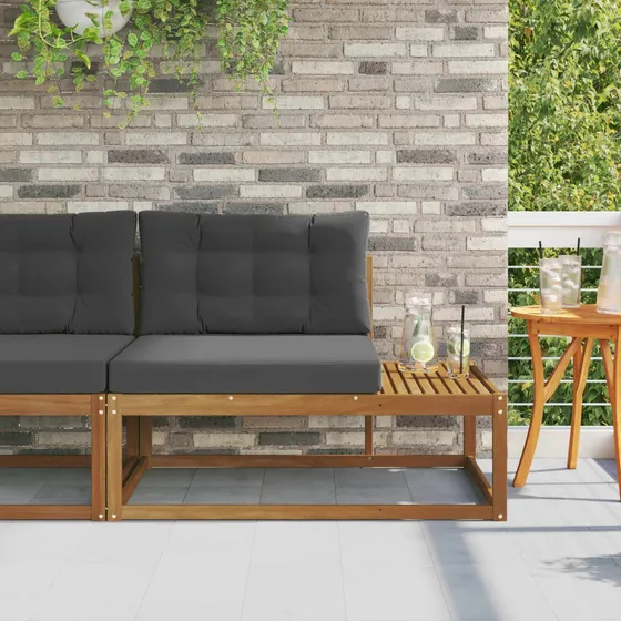 vidaXL Udendørs endesofa med pude, Natur, 115 x 83 x 73 cm