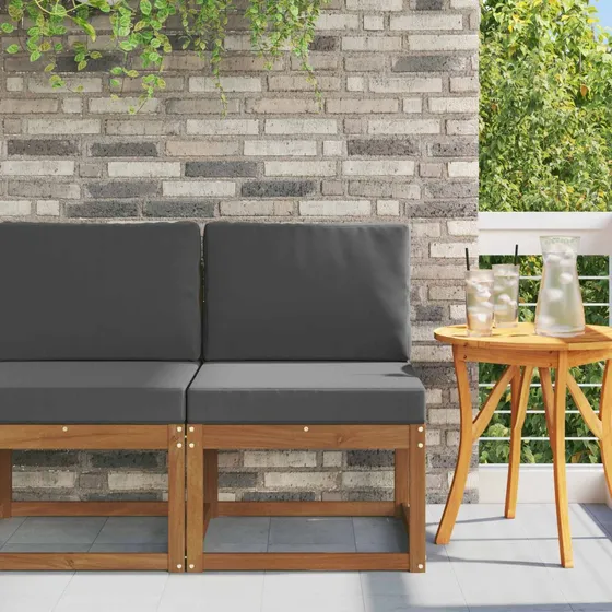 vidaXL Udendørs Mellem Sofa i Massivt Akacietræ, Antracit