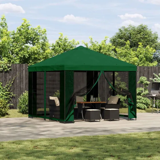 vidaXL Havepavillon med sidevægge 3 x 3 m - Grøn