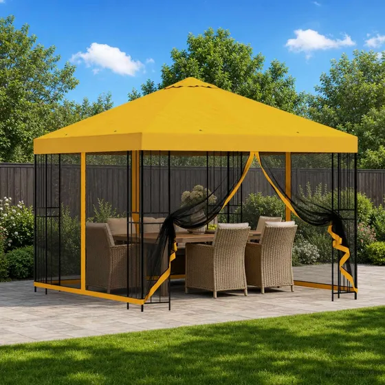 vidaXL Havepavillon med sidevægge 3 x 3 m - Gul